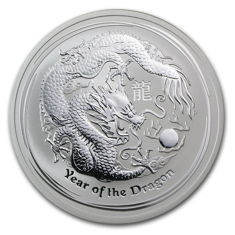 2012 Australia 2 oz Silver Year of the Dragon BU
