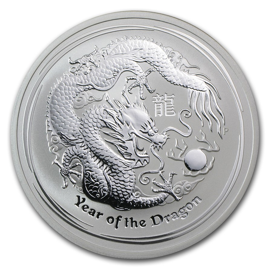 2012 Australia 2 oz Silver Year of the Dragon BU