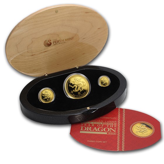 2012 Australia 3-Coin Gold Dragon Proof Set (Series II) 2012 Australia 3-Coin Gold Dragon Proof Set (Series II)