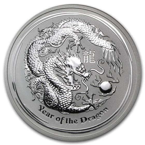 2012 Australia 5 oz Silver Year of the Dragon BU 2012 Australia 5 oz Silver Year of the Dragon BU