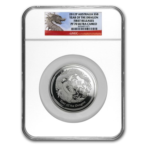 2012 Australia 5 oz Silver Year of the Dragon PF-70 NGC 2012 Australia 5 oz Silver Year of the Dragon PF-70 NGC