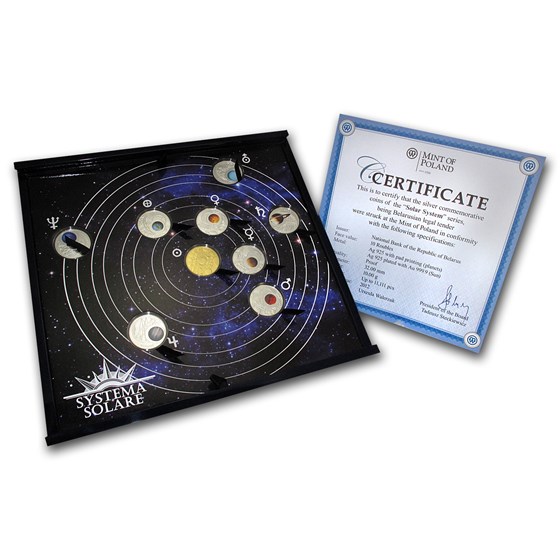 2012 Belarus 9-Coin The Solar System Proof Silver Box Set 2012 Belarus 9-Coin The Solar System Proof Silver Box Set