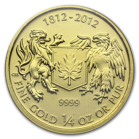 2012 Canada 1/4 oz Gold $10 War of 1812 BU