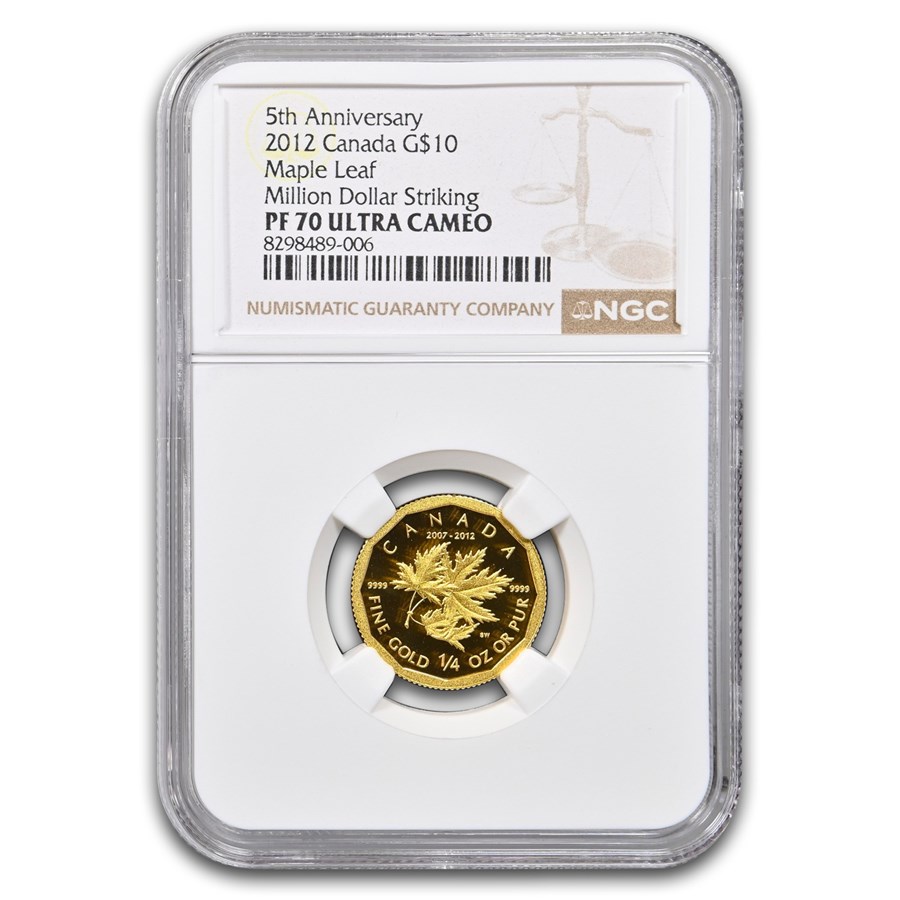2012 Canada 1/4 oz Gold Maple Leaf PF-70 NGC (Million Strike)