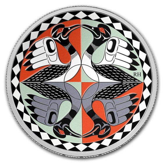 2012 Canada 1 oz Silver $1 Two Loons Artistic Loonie (Painted) 2012 Canada 1 oz Silver $1 Two Loons Artistic Loonie (Painted)