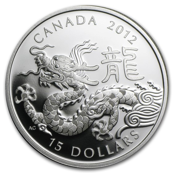 2012 Canada 1 oz Silver $15 Lunar Dragon (w/Box & COA) 2012 Canada 1 oz Silver $15 Lunar Dragon (w/Box & COA)
