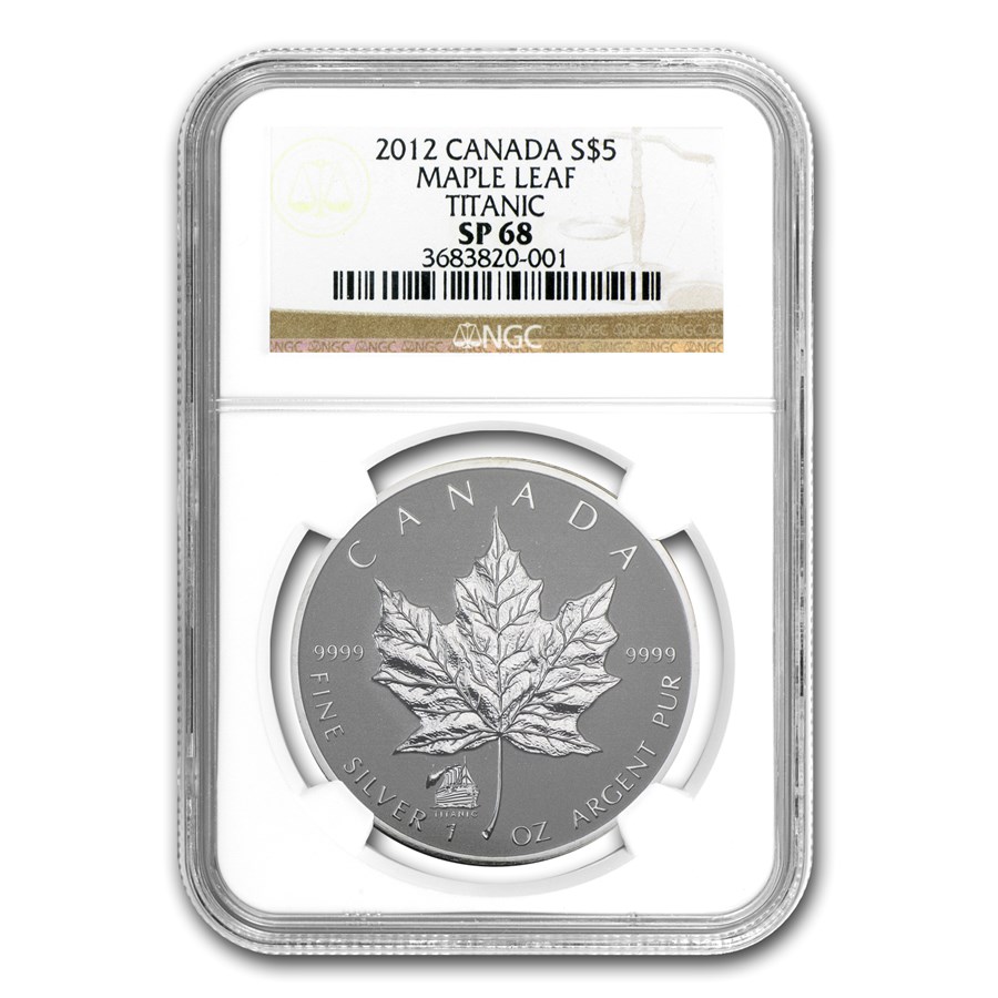 2012 Canada 1 oz Silver Maple Leaf Titanic Privy SP-68 NGC