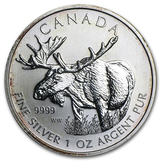2012 Canada 1 oz Silver Wildlife Series Moose (Abrasions) 2012 Canada 1 oz Silver Wildlife Series Moose (Abrasions)