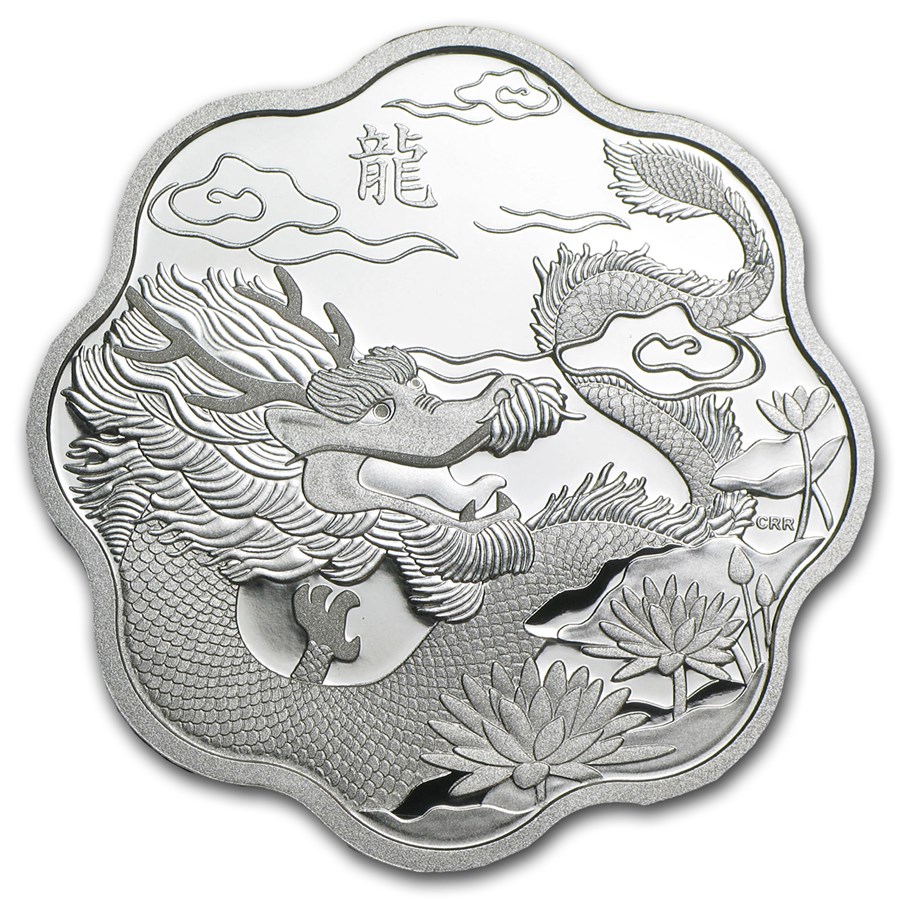 2012 Canada Silver $15 Lunar Lotus Dragon (w/Box & COA)