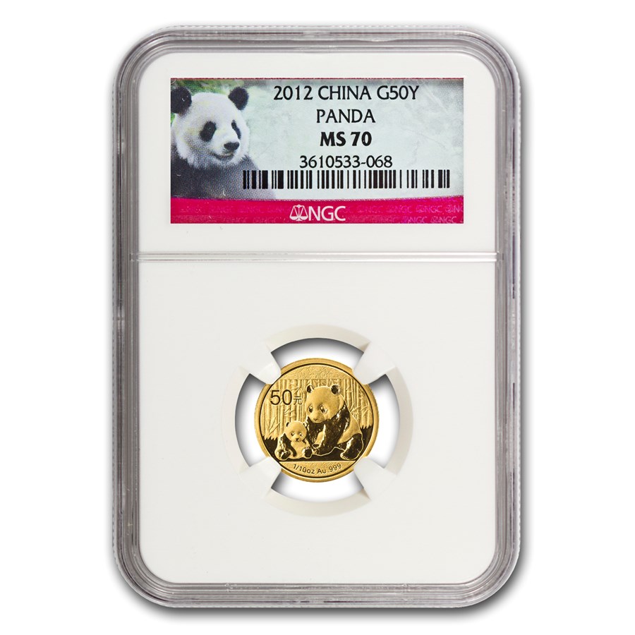 2012 China 1/10 oz Gold Panda MS-70 NGC