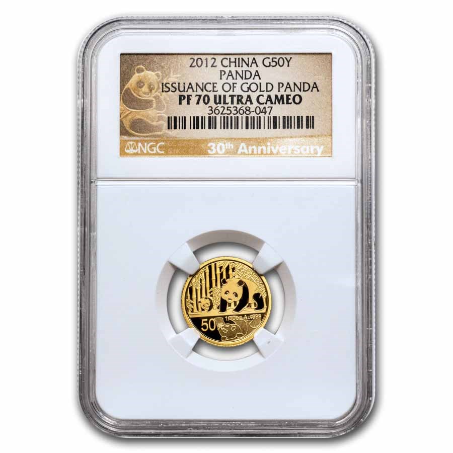 2012 China 1/10 oz Proof Gold Panda PF-70 NGC (30th Anniv)