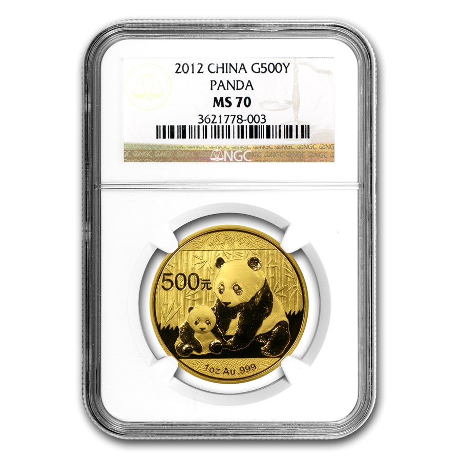 2012 China 1 oz Gold Panda MS-70 NGC