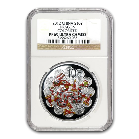 2012 China 1 oz Silver Dragon PF-69 NGC (Colorized) 2012 China 1 oz Silver Dragon PF-69 NGC (Colorized)