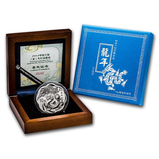 2012 China 1 oz Silver Flower Year of the Dragon (w/Box & COA) 2012 China 1 oz Silver Flower Year of the Dragon (w/Box & COA)