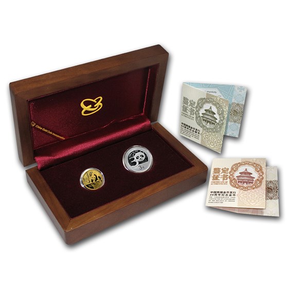 2012 China 2-Coin 1/10 oz Gold & 1/4 oz Silver Panda Proof Set 2012 China 2-Coin 1/10 oz Gold & 1/4 oz Silver Panda Proof Set