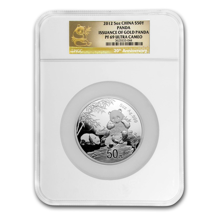 2012 China 5 oz Silver Panda 30th Anniversary PF-69 NGC