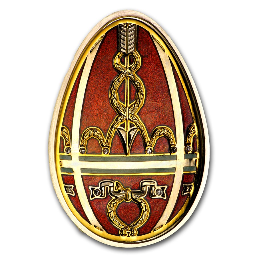 2012 Cook Islands Proof Silver Imperial Egg in Cloisonné Red
