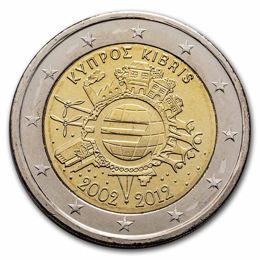 2012 Cyprus 2 Euro 10 Years of the Euro BU
