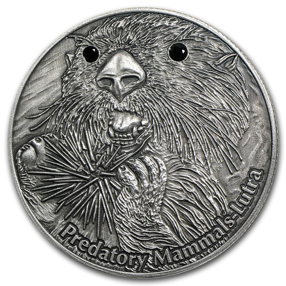 2012 Fiji 1 oz Silver $10 Predatory Mammals Lutra Otter 