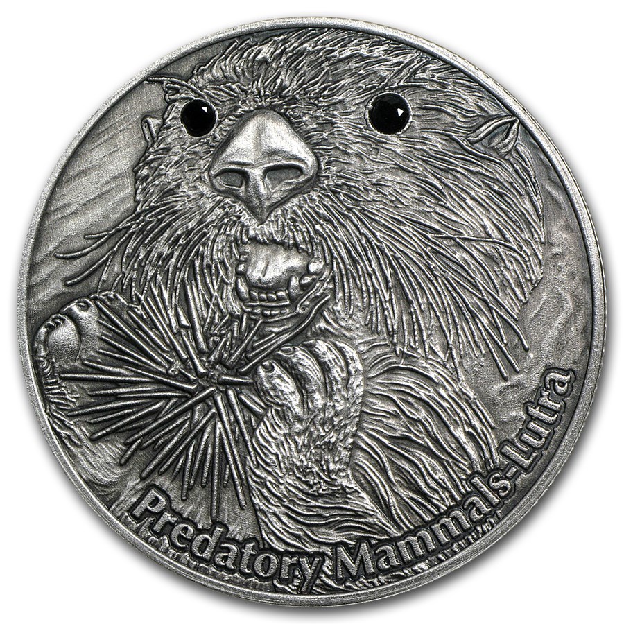 2012 Fiji 1 oz Silver $10 Predatory Mammals Lutra Otter 