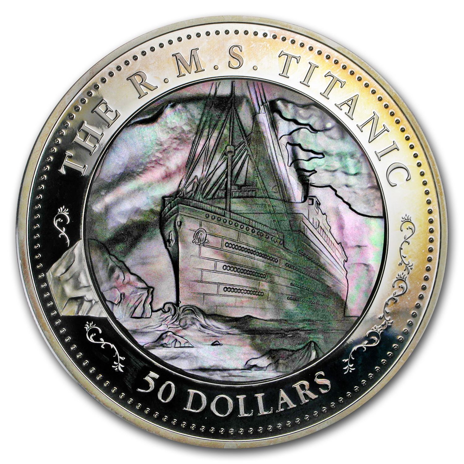 Buy 2012 Fiji 5 oz Silver $50 Titanic 100th Ann Mother of Pearl
