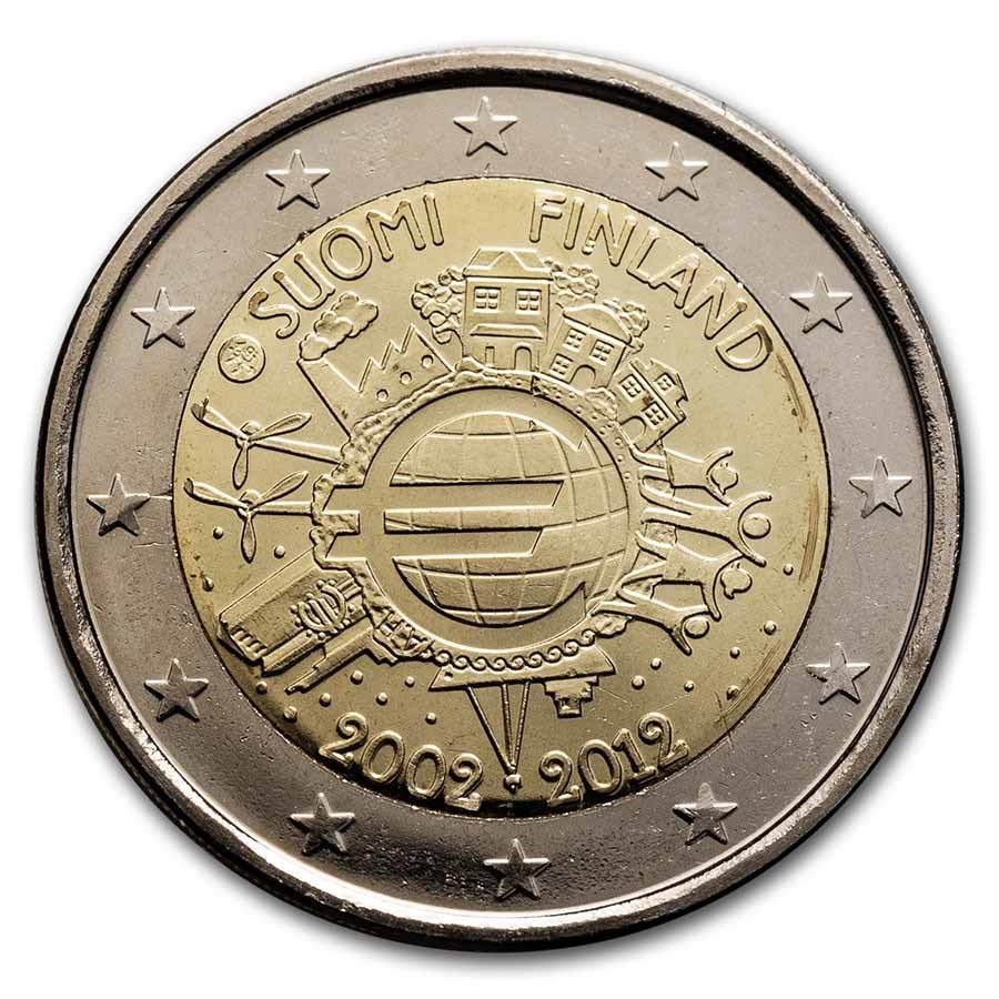 2012 Finland 2 Euro 10 Years of the Euro BU