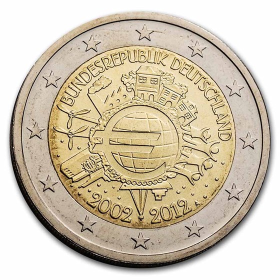 2012 Germany 2 Euro 10 Years of the Euro BU 2012 Germany 2 Euro 10 Years of the Euro BU