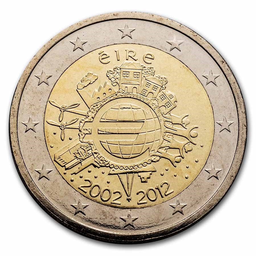 2012 Ireland 2 Euro 10 Years of the Euro BU