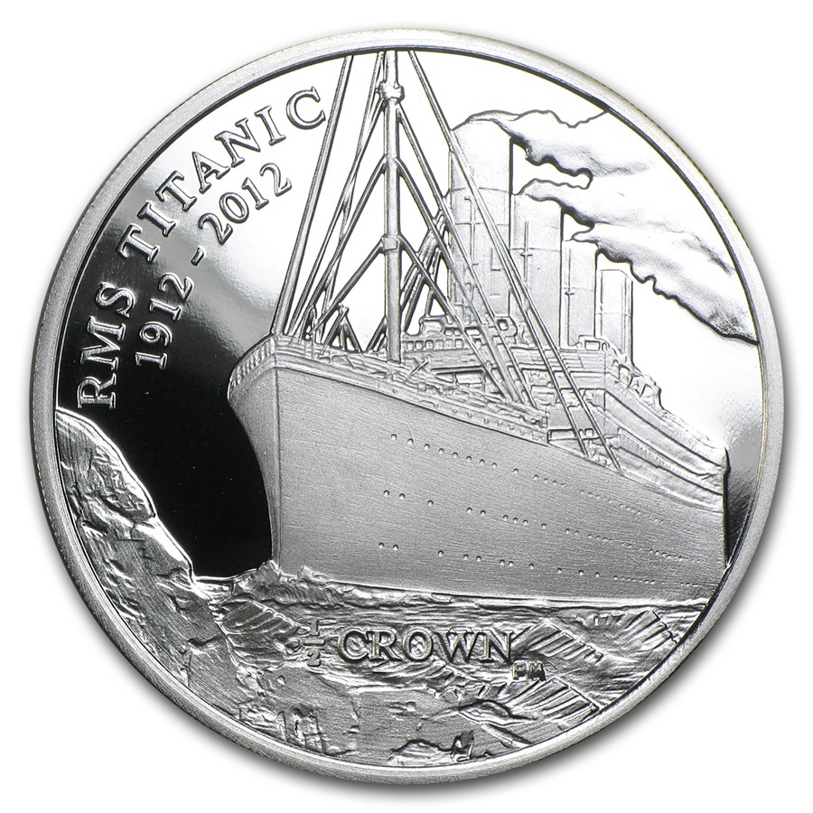 2012 Isle of Man 1/2 Crown Silver Titanic at Sea Proof