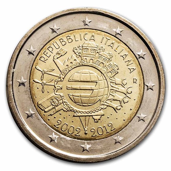 2012 Italy 2 Euro 10 Years of the Euro BU 2012 Italy 2 Euro 10 Years of the Euro BU