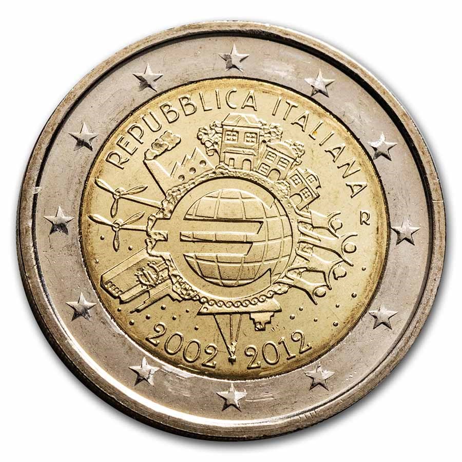 2012 Italy 2 Euro 10 Years of the Euro BU