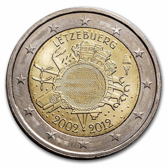 2012 Luxembourg 2 Euro 10 Years of the Euro BU 2012 Luxembourg 2 Euro 10 Years of the Euro BU