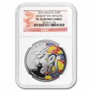 2012 Macau 1 oz Silver Year of the Dragon Colorized PF-70 NGC