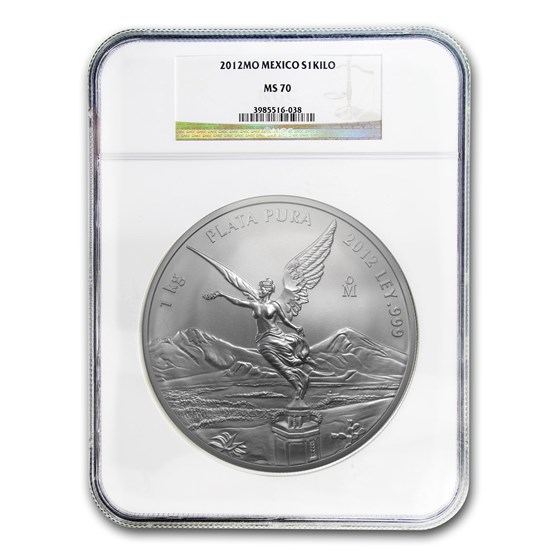 2012 Mexico 1 kilo Silver Libertad MS-70 NGC 2012 Mexico 1 kilo Silver Libertad MS-70 NGC