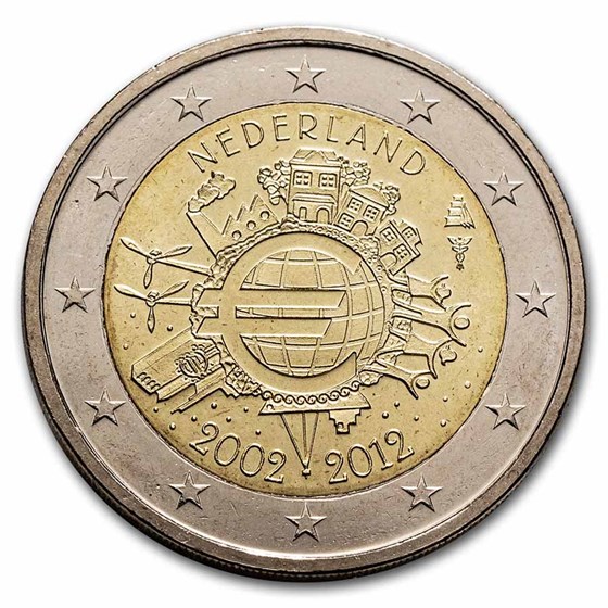 2012 Netherlands 2 Euro 10 Years of the Euro BU 2012 Netherlands 2 Euro 10 Years of the Euro BU