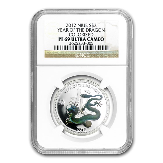 2012 Niue 1/2 oz Silver $2 Pearl Dragon PF-69 NGC (Colorized) 2012 Niue 1/2 oz Silver $2 Pearl Dragon PF-69 NGC (Colorized)