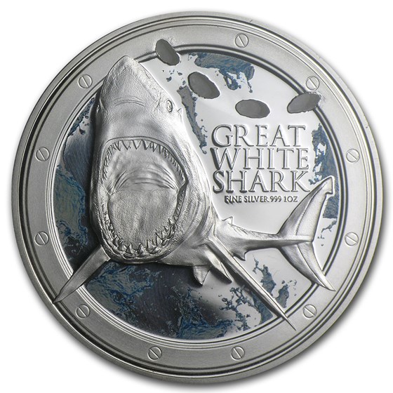 2012 Niue 1 oz Silver $2 Great White Shark (w/Box & COA) 2012 Niue 1 oz Silver $2 Great White Shark (w/Box & COA)