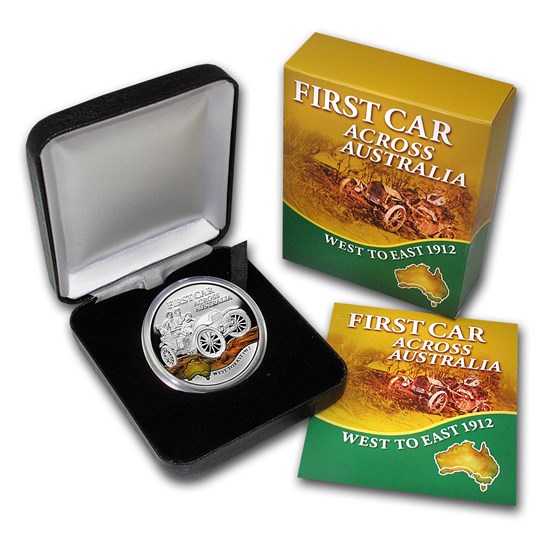 2012 Niue Proof Silver $1 First Car Across Australia (Colored) 2012 Niue Proof Silver $1 First Car Across Australia (Colored)
