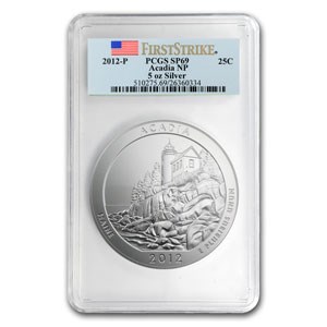 2012-P 5 oz Silver ATB Acadia SP-69 PCGS (FS)