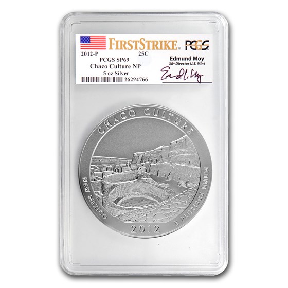 2012-P 5 oz Silver ATB Chaco Culture SP-69 PCGS (FS, Moy Label) 2012-P 5 oz Silver ATB Chaco Culture SP-69 PCGS (FS, Moy Label)
