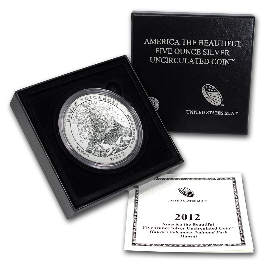 2012-P 5 oz Silver ATB Hawaii Volcanoes (w/Box & COA)