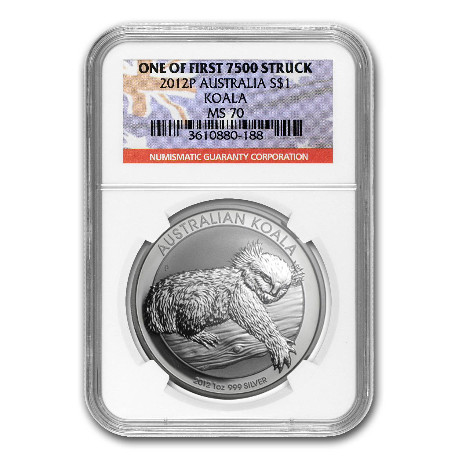 2016 P Australia 1oz Silver Koala PCGS MS70 Flag Label 