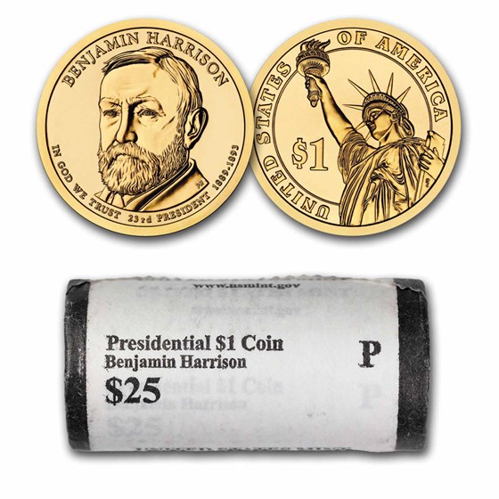 2012-P Benjamin Harrison 25-Coin Presidential Dollar Roll 2012-P Benjamin Harrison 25-Coin Presidential Dollar Roll