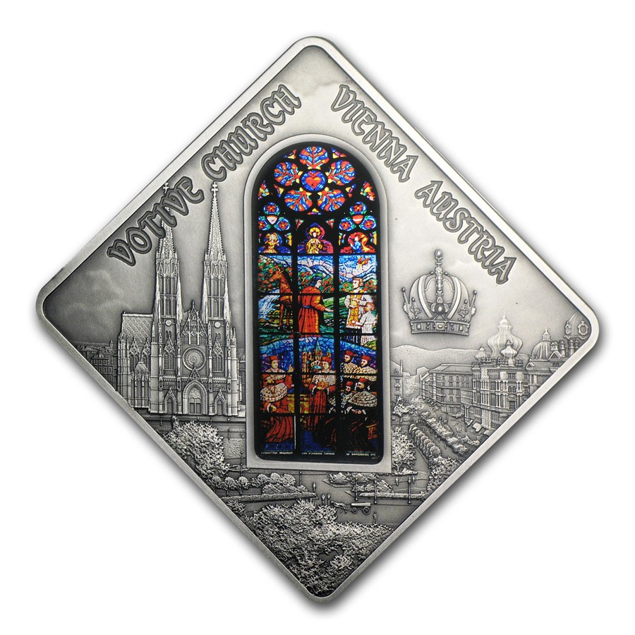 2012 Palau Silver $10 Holy Windows Vienna Votive Church