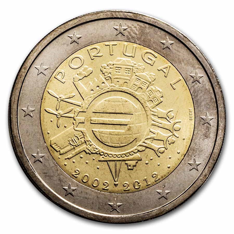 2012 Portugal 2 Euro 10 Years of the Euro BU