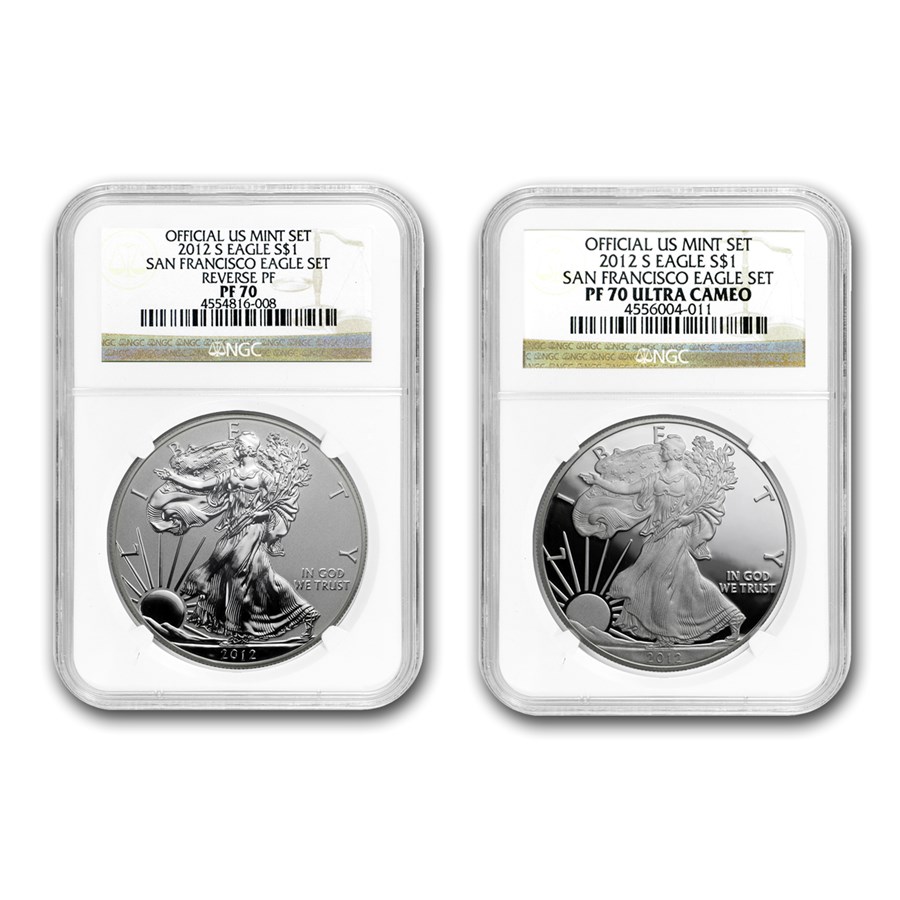 2012-S 2-Coin Proof Silver Eagle Set PF-70 NGC (75th Anniv)