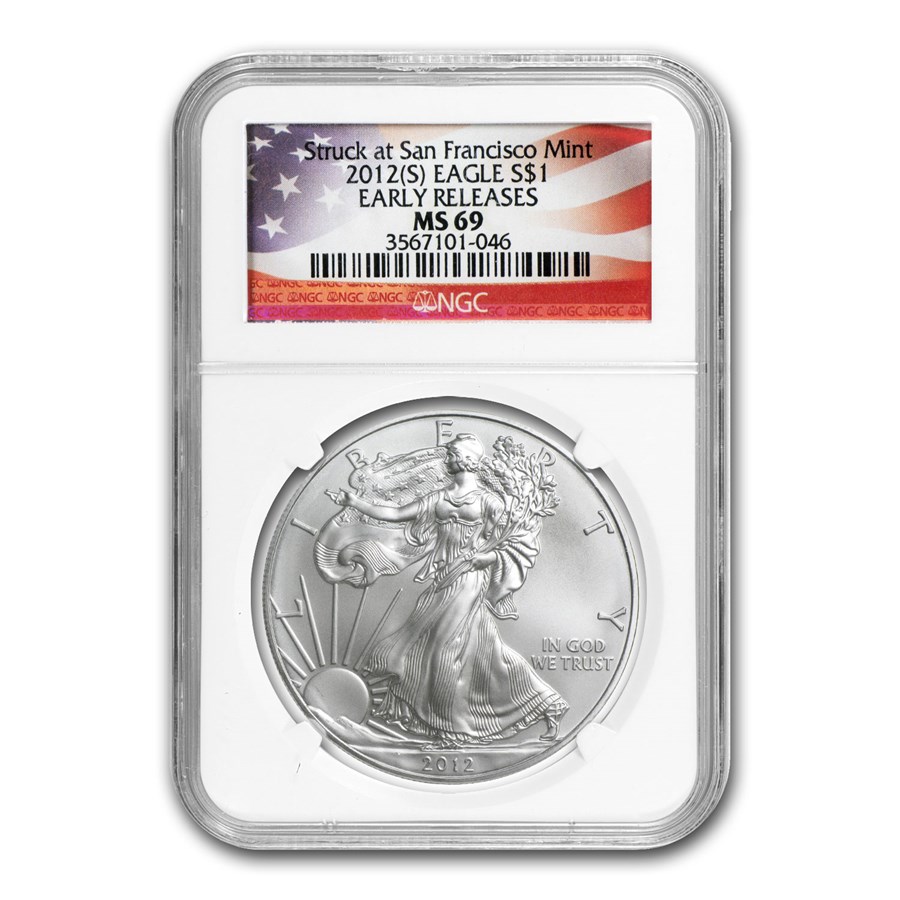 2012 (S) American Silver Eagle MS-69 NGC (ER)