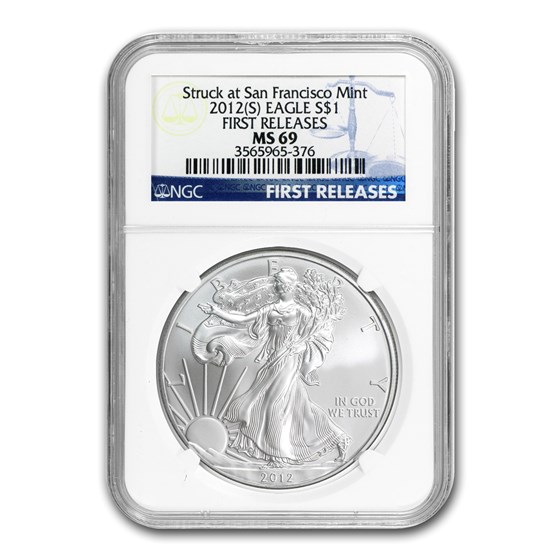 2012 (S) American Silver Eagle MS-69 NGC (First Releases) 2012 (S) American Silver Eagle MS-69 NGC (First Releases)