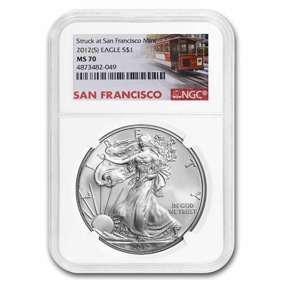 2012 (S) American Silver Eagle MS-70 NGC (Trolley Label) 2012 (S) American Silver Eagle MS-70 NGC (Trolley Label)