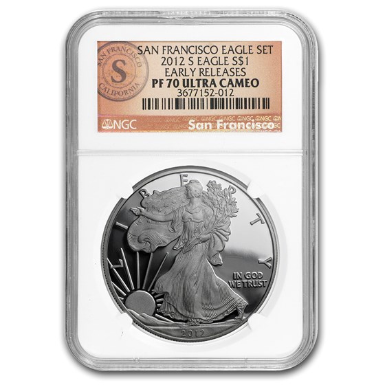 2012-S Proof American Silver Eagle PF-70 NGC (ER, 75th Anniv, SF) 2012-S Proof American Silver Eagle PF-70 NGC (ER, 75th Anniv, SF)